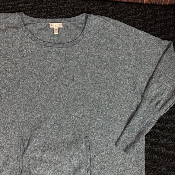 Garnet Hill Womens Sweater Organic Cotton Blue Heathered Kangaroo Pocket Size XL - Picture 7 of 7
